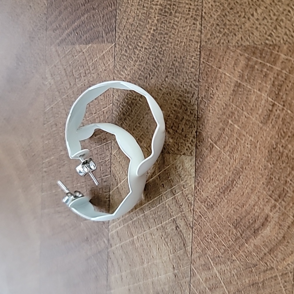 White hoop earrings